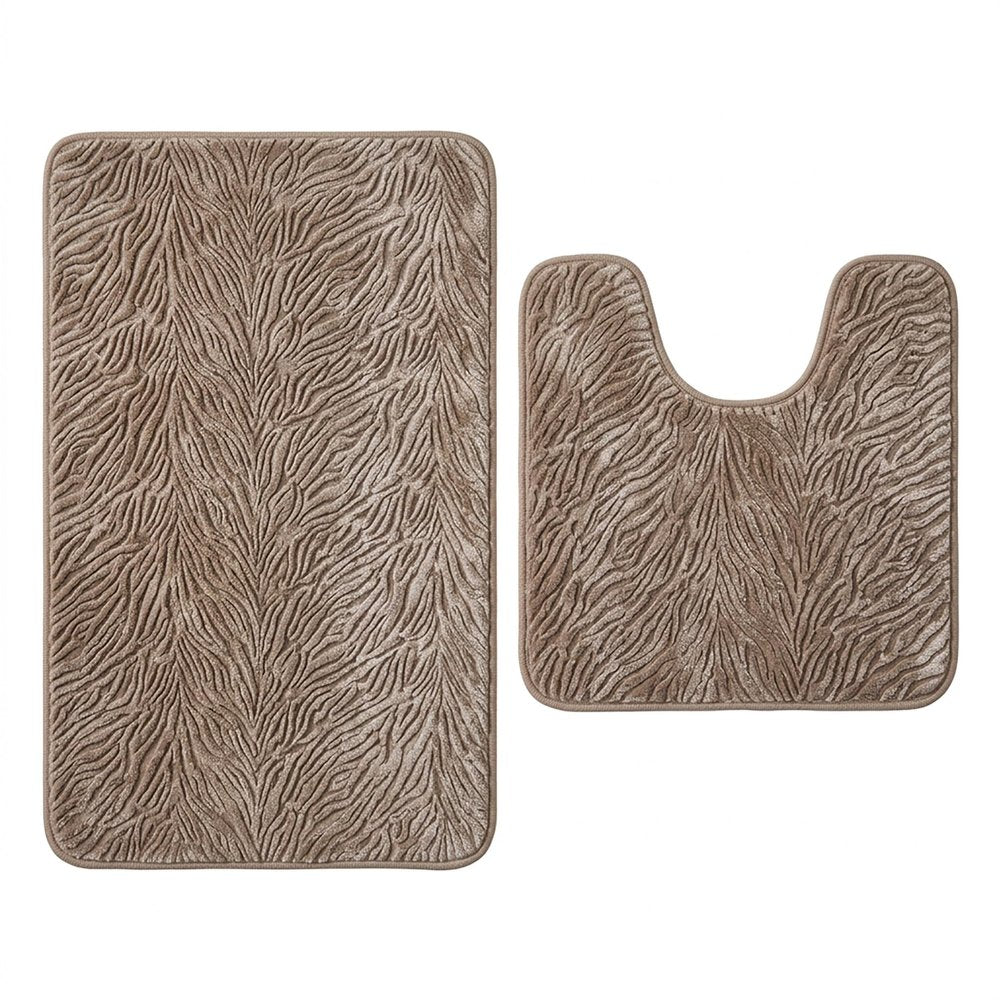 Set of two 0" X 24" Beige Polyester Non Slip Bath Mat HomeRoots