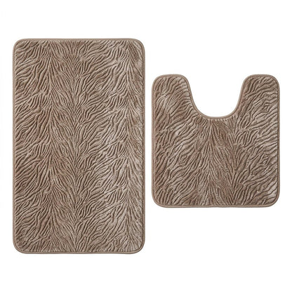 Set of two 0" X 24" Beige Polyester Non Slip Bath Mat HomeRoots