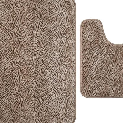 Set of two 0" X 24" Beige Polyester Non Slip Bath Mat HomeRoots