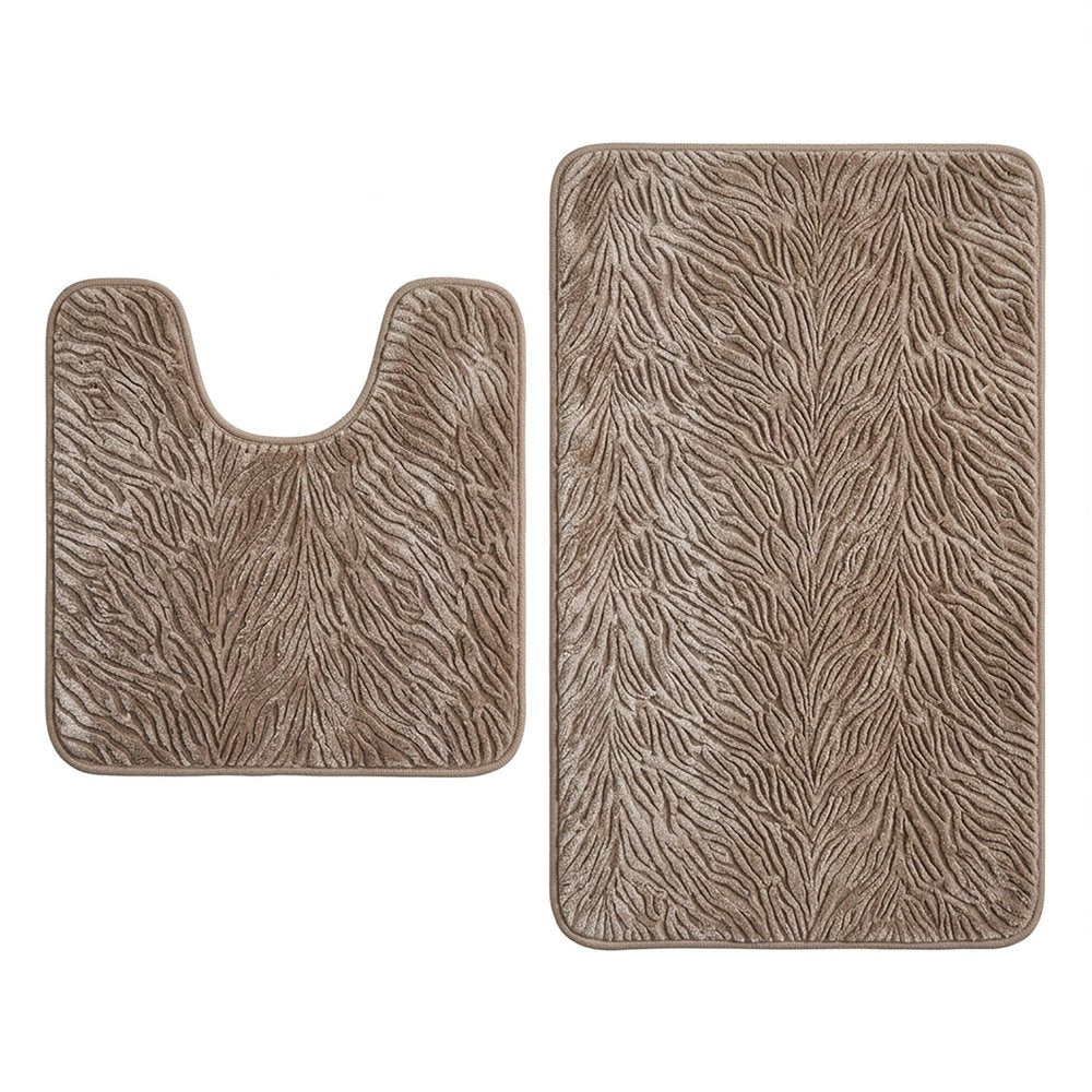 Set of two 0" X 24" Beige Polyester Non Slip Bath Mat HomeRoots