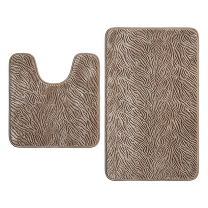 Set of two 0" X 24" Beige Polyester Non Slip Bath Mat HomeRoots