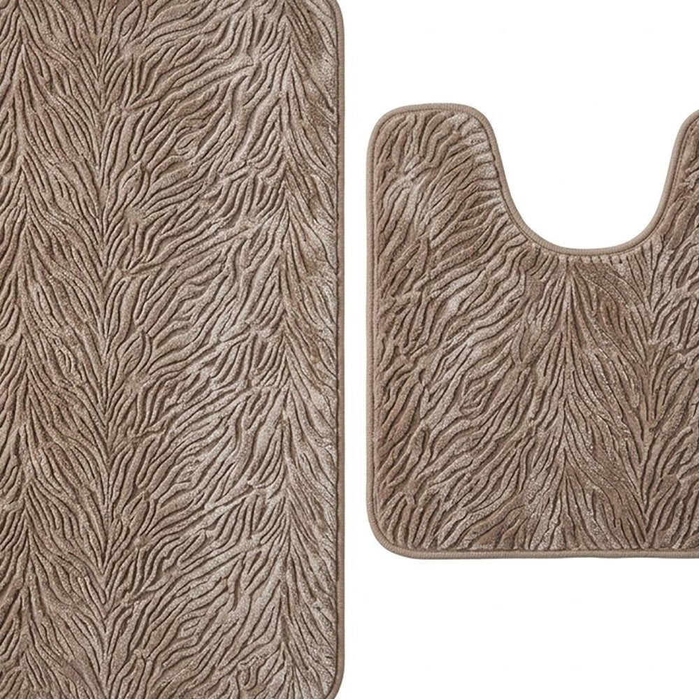 Set of two 0" X 24" Beige Polyester Non Slip Bath Mat — view 15
