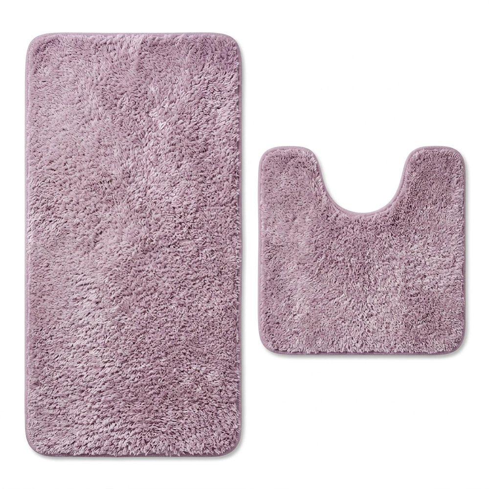 Set of two 1" X 23" Purple Polyester Non Slip Bath Mat HomeRoots