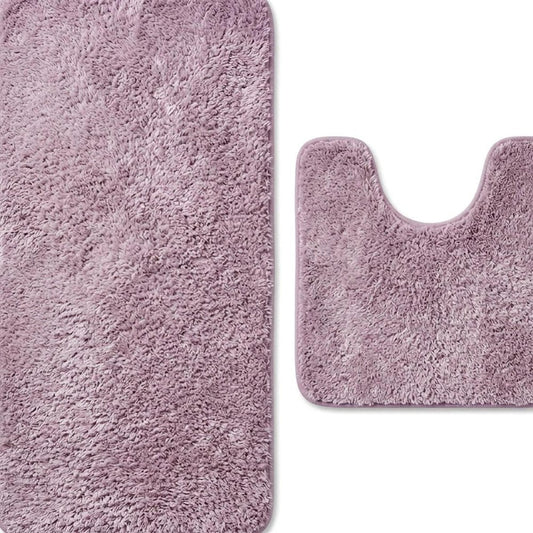Set of two 1" X 23" Purple Polyester Non Slip Bath Mat