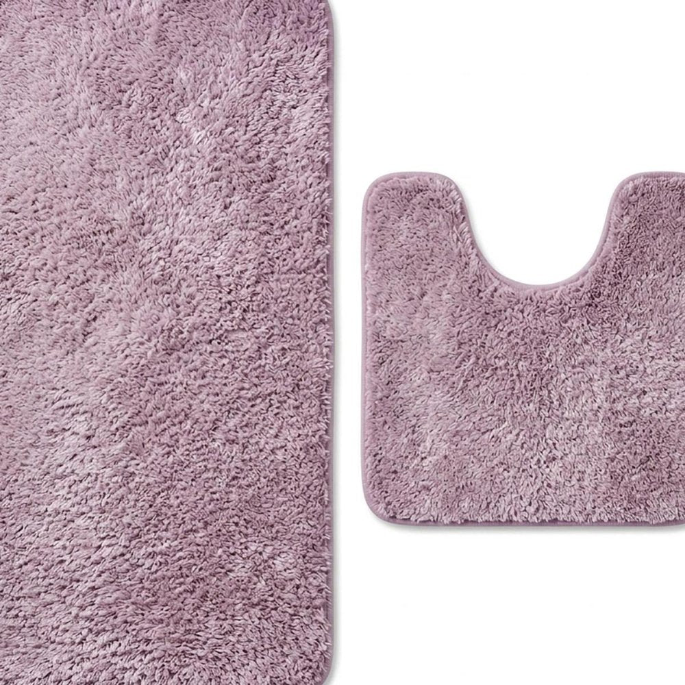 Set of two 1" X 23" Purple Polyester Non Slip Bath Mat HomeRoots