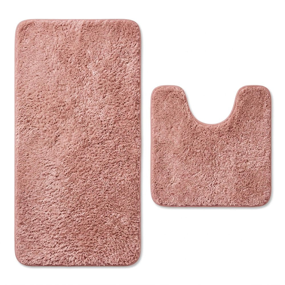 Set of two 1" X 23" Purple Polyester Non Slip Bath Mat HomeRoots