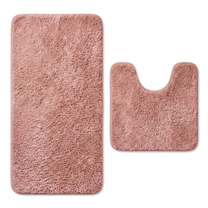 Set of two 1" X 23" Purple Polyester Non Slip Bath Mat HomeRoots