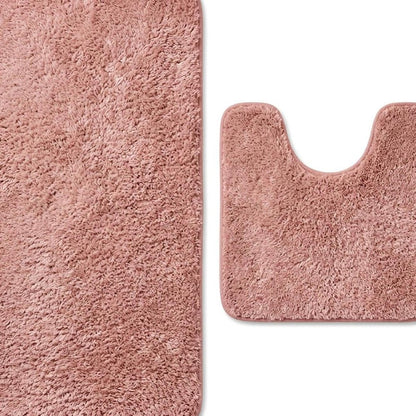 Set of two 1" X 23" Beige Polyester Non Slip Bath Mat