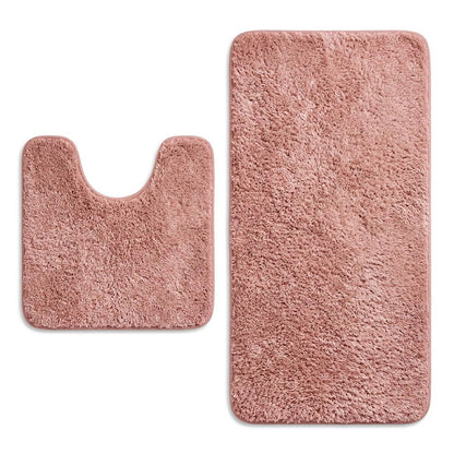 Set of two 1" X 23" Beige Polyester Non Slip Bath Mat