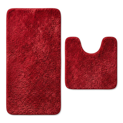 Set of two 1" X 23" Purple Polyester Non Slip Bath Mat HomeRoots