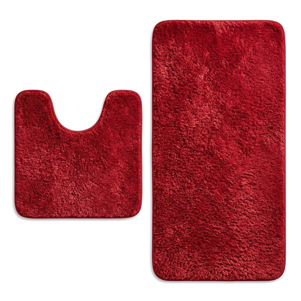 Set of two 1" X 23" Purple Polyester Non Slip Bath Mat HomeRoots
