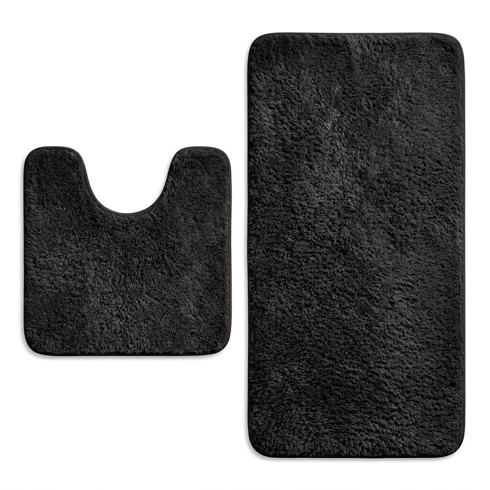 Set of two 1" X 23" Purple Polyester Non Slip Bath Mat HomeRoots