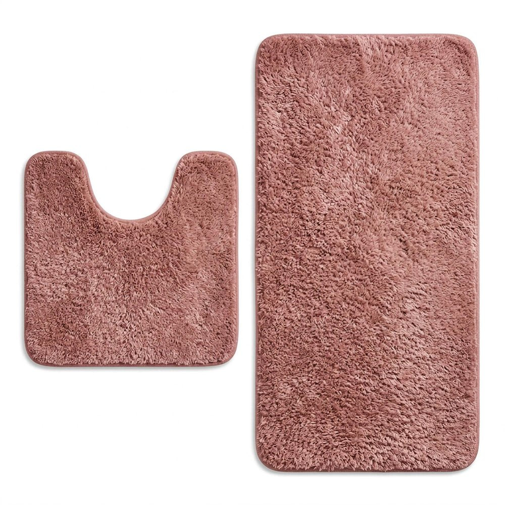 Set of two 1" X 23" Purple Polyester Non Slip Bath Mat HomeRoots