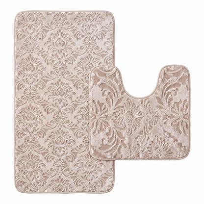Set of two 0" X 24" Cream Polyester Non Slip Bath Mat HomeRoots