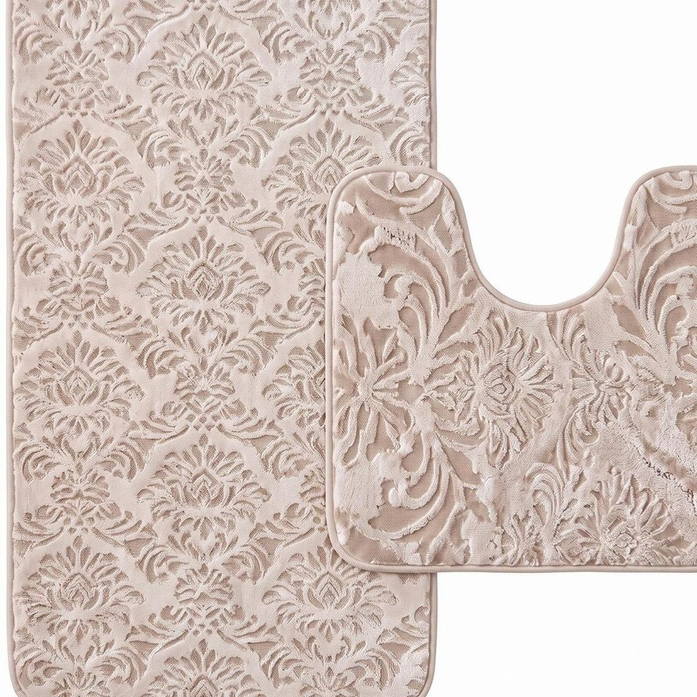 Set of two 0" X 24" Cream Polyester Non Slip Bath Mat HomeRoots