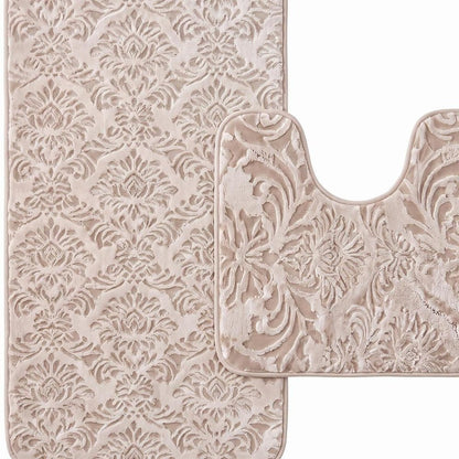 Set of two 0" X 24" Cream Polyester Non Slip Bath Mat HomeRoots