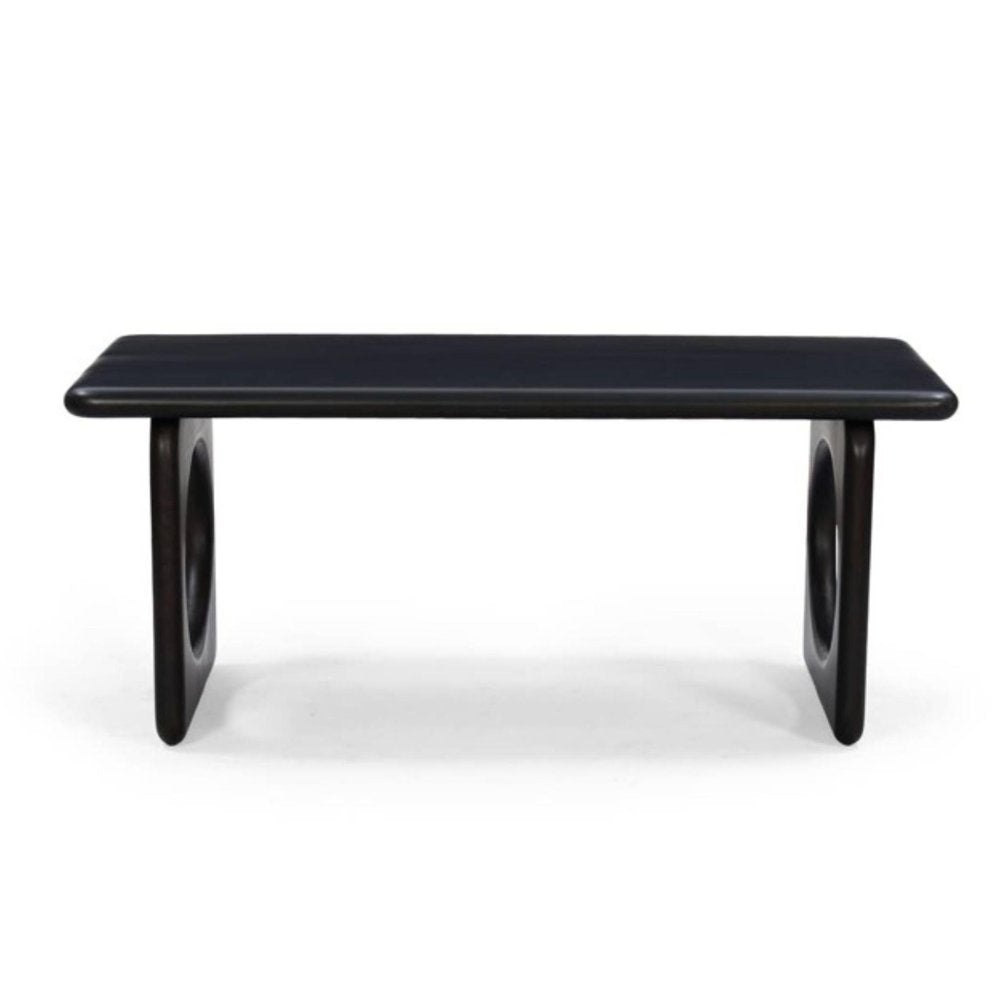 42" Black Solid Wood Abstract Coffee Table HomeRoots