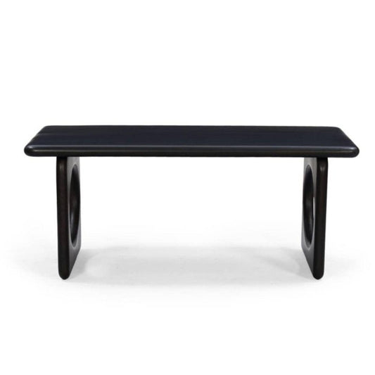 42" Black Solid Wood Abstract Coffee Table