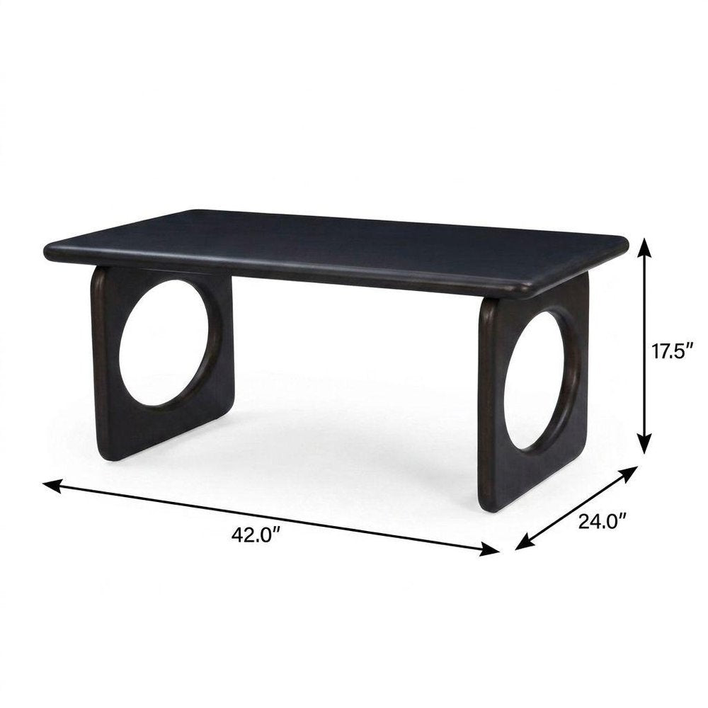 42" Black Solid Wood Abstract Coffee Table HomeRoots