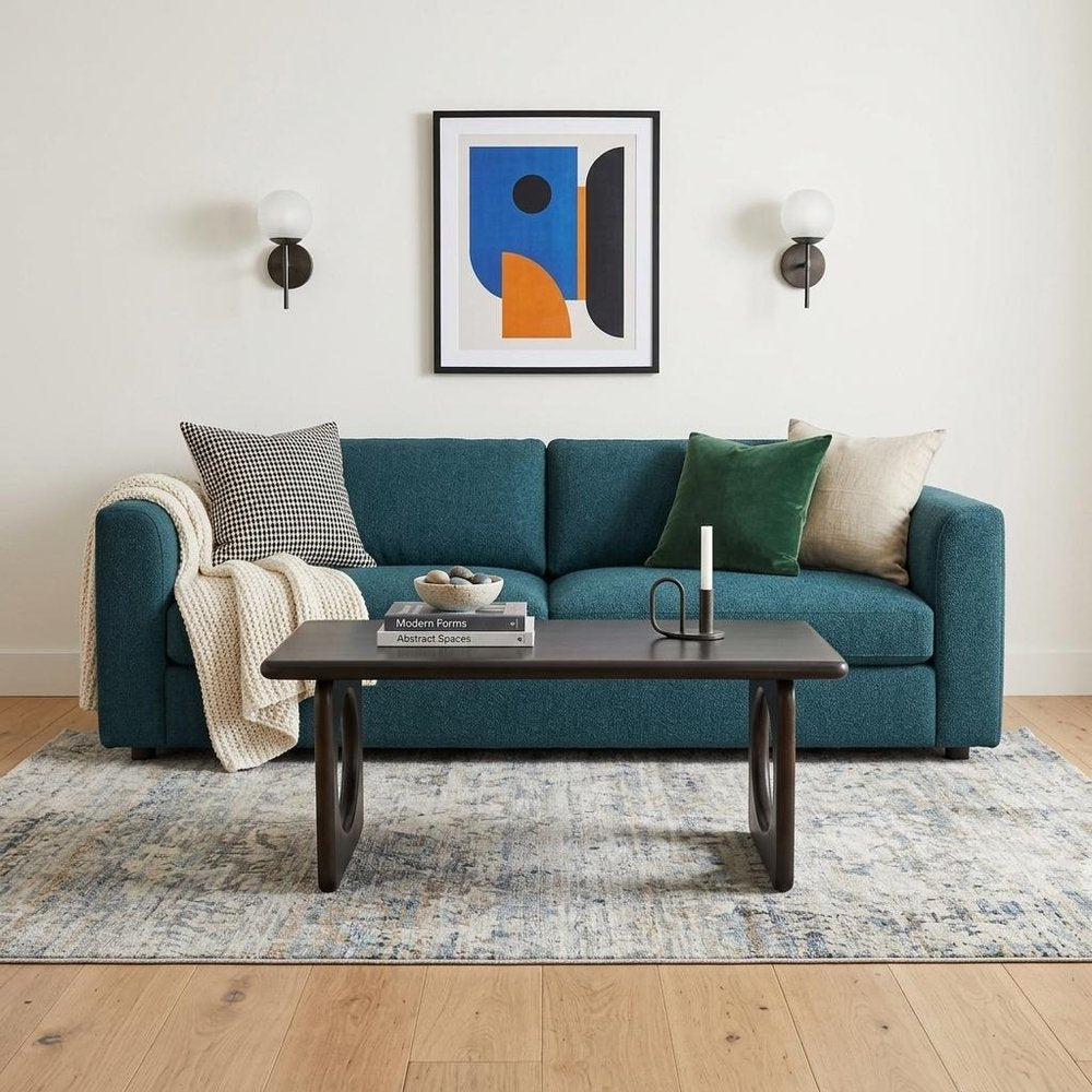 42" Black Solid Wood Abstract Coffee Table — view 1
