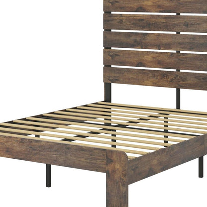 Dark Brown Metal And Solid Wood Queen Bed Frame HomeRoots