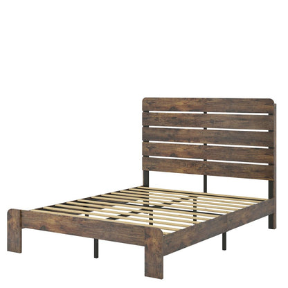 Dark Brown Metal And Solid Wood Queen Bed Frame HomeRoots