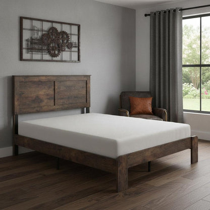Dark Brown Solid Wood Metal And Wood King Bed Frame HomeRoots