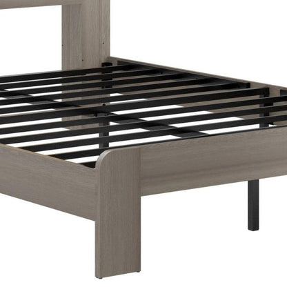 Gray Solid Wood Queen Bed Frame With USB HomeRoots