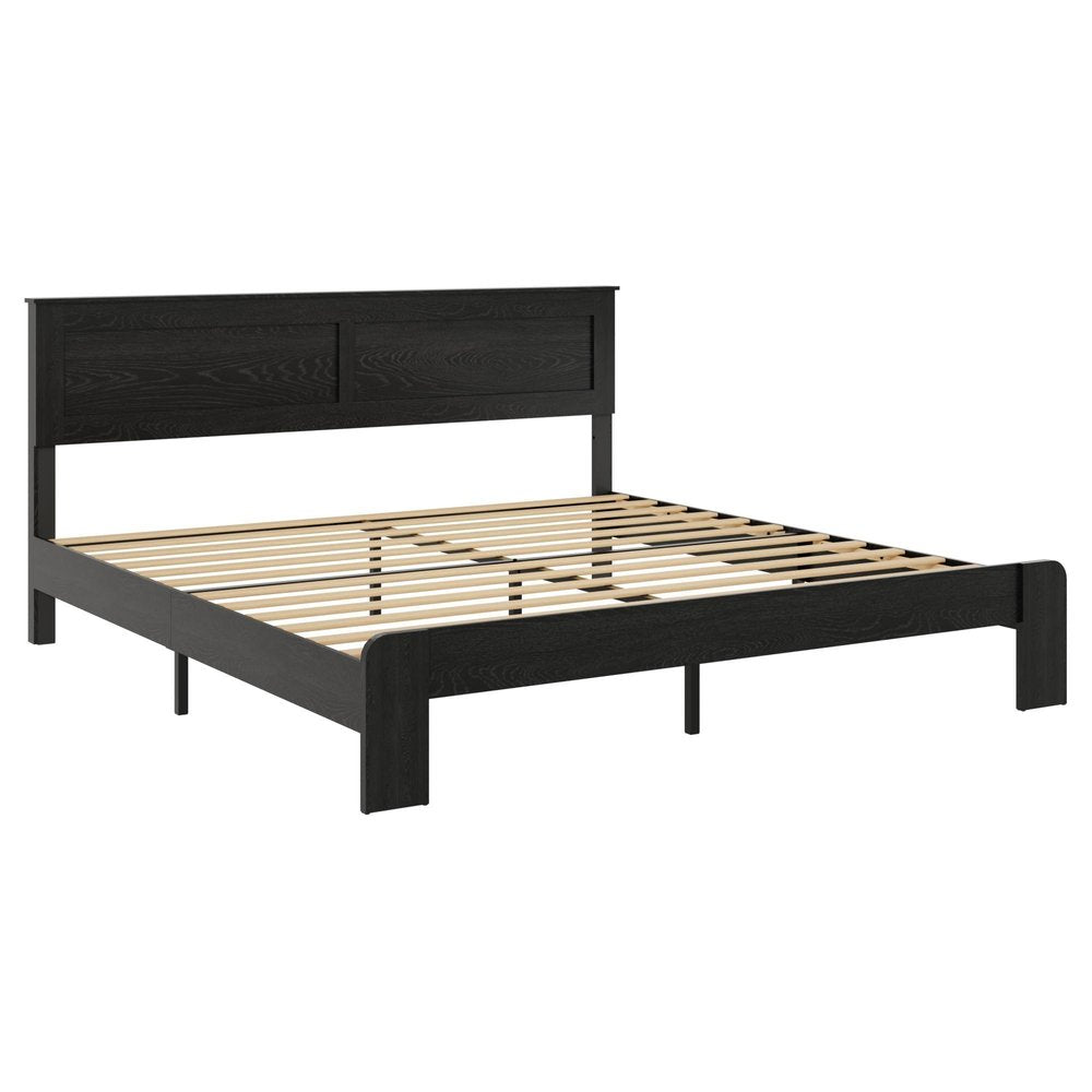 Black Solid Wood Wood And Metal King Bed Frame — view 4