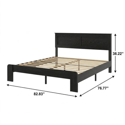 Black Solid Wood Wood And Metal King Bed Frame HomeRoots
