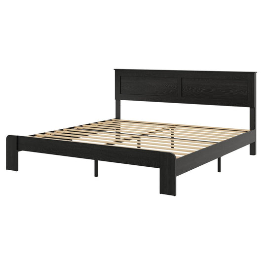 Black Solid Wood Wood And Metal King Bed Frame