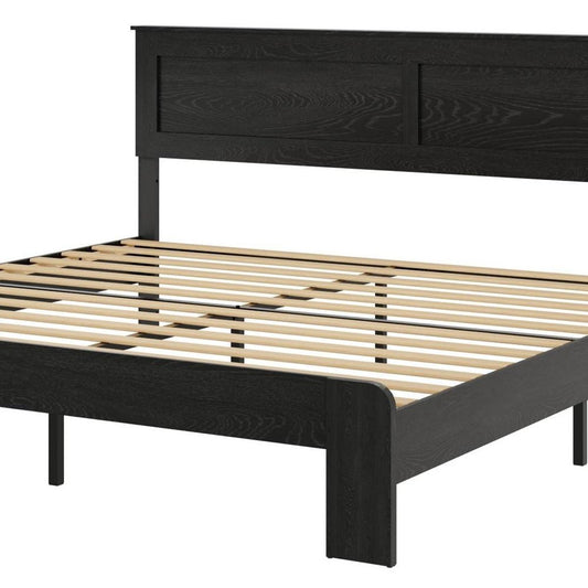 Black Solid Wood Wood And Metal King Bed Frame