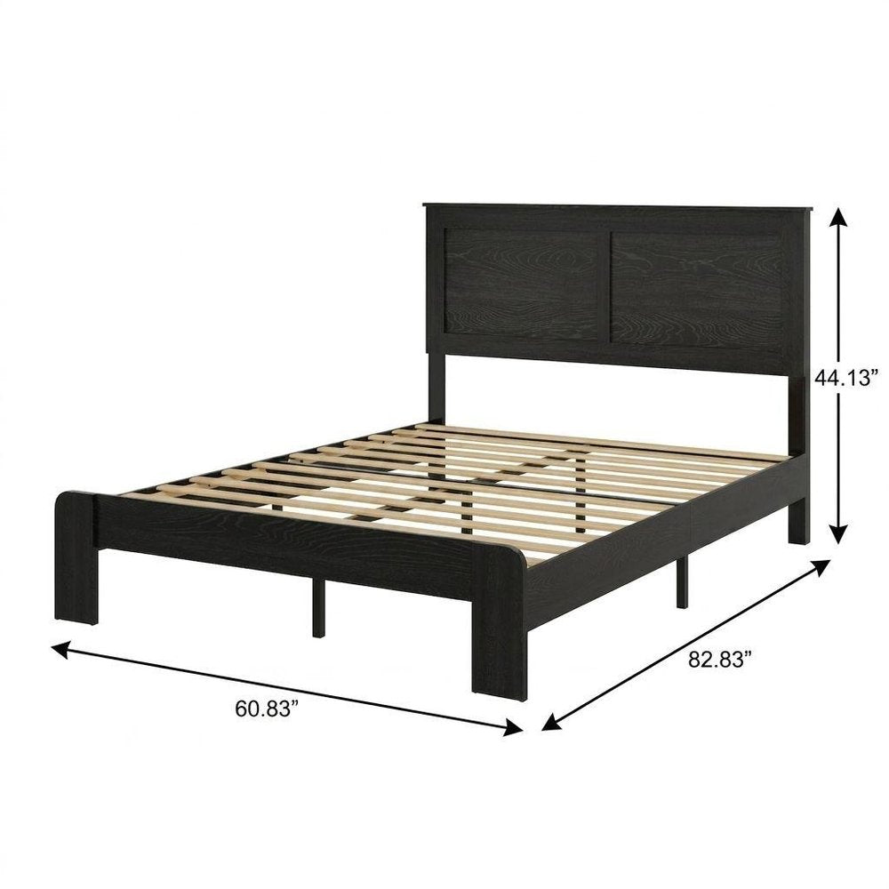 Black Metal Solid Wood And Wood Queen Bed Frame HomeRoots