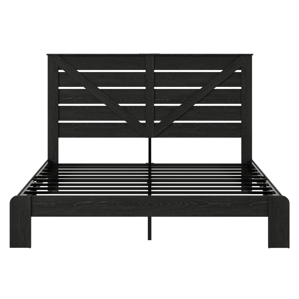 Black Metal Steel And Wood King Bed Frame HomeRoots