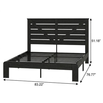 Black Metal Steel And Wood King Bed Frame HomeRoots