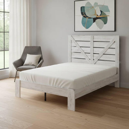 White Solid Wood Metal And Wood Full Bed Frame HomeRoots