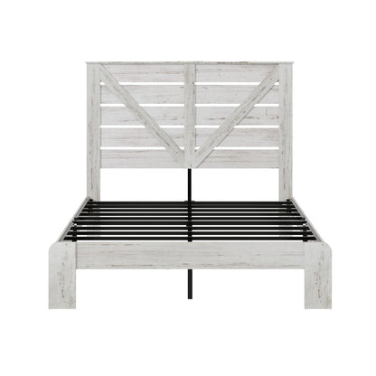 White Solid Wood Metal Steel And Wood Queen Bed Frame HomeRoots