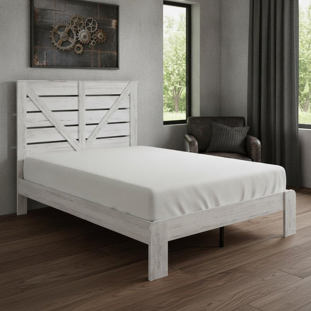 White Solid Wood Metal Steel And Wood Queen Bed Frame HomeRoots