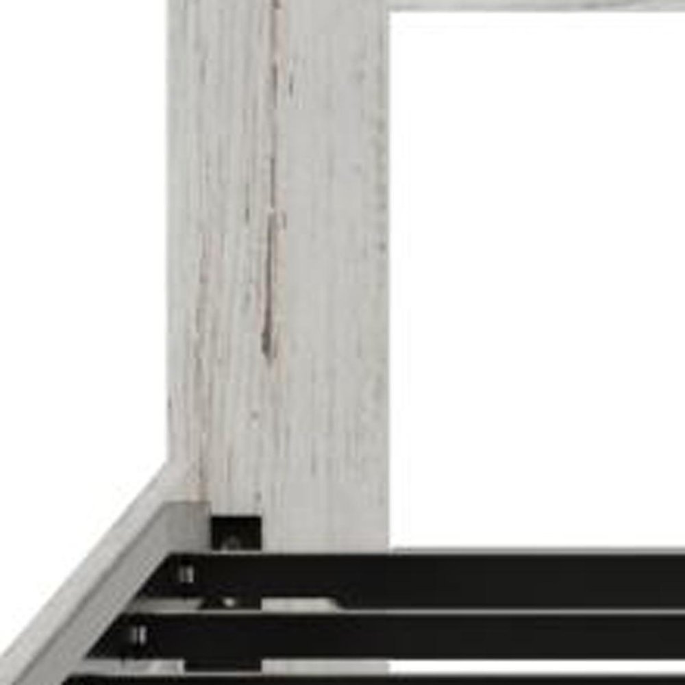 White Slat Back Wood And Steel King Bed Frame — view 2