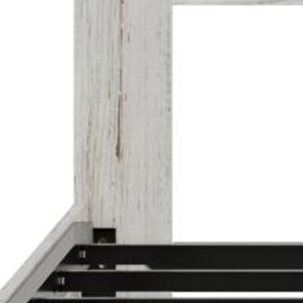 White Solid Wood King Bed Frame — view 3