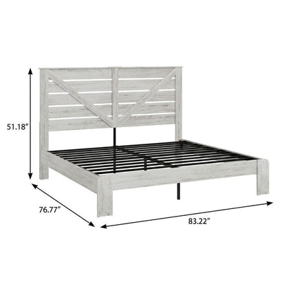 White Solid Wood King Bed Frame HomeRoots