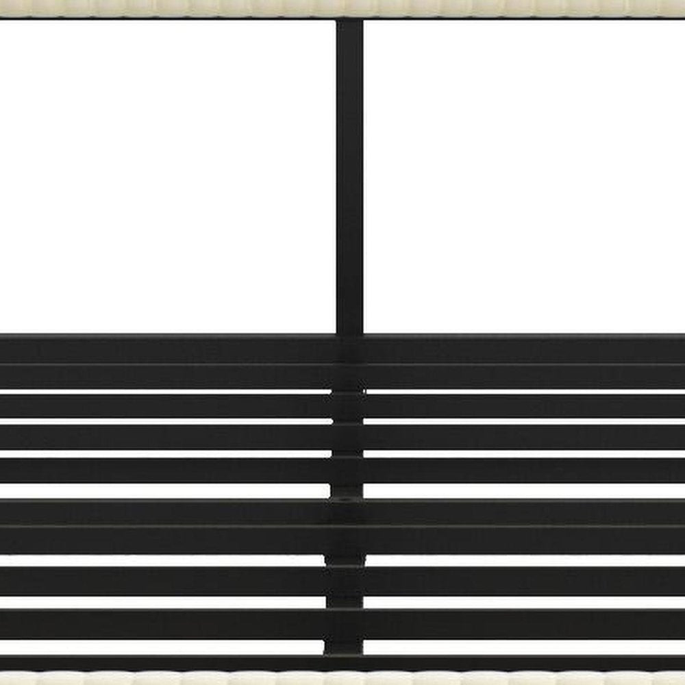 Beige Steel And Metal And Linen Blend Upholstered Full Bed Frame With USB HomeRoots