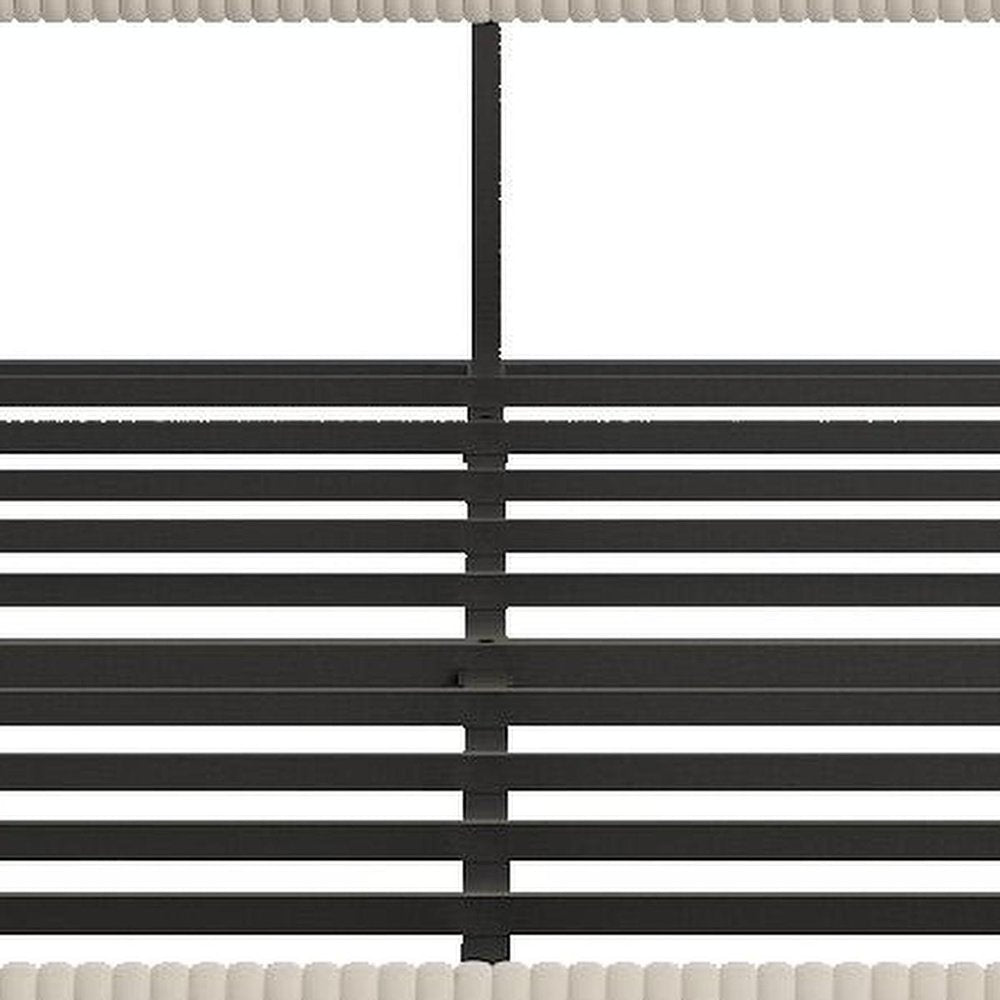 Beige And Off White Iron And Metal And Linen Upholstered King Bed Frame HomeRoots