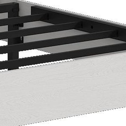 White Metal And Solid Wood Full Bed Frame HomeRoots