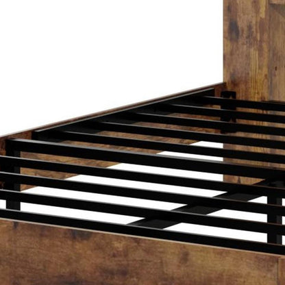 Brown Solid Wood Lighted King Bed Frame With USB HomeRoots