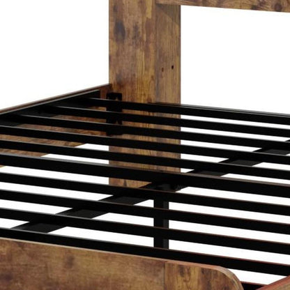 Brown Solid Wood Lighted King Bed Frame With USB HomeRoots