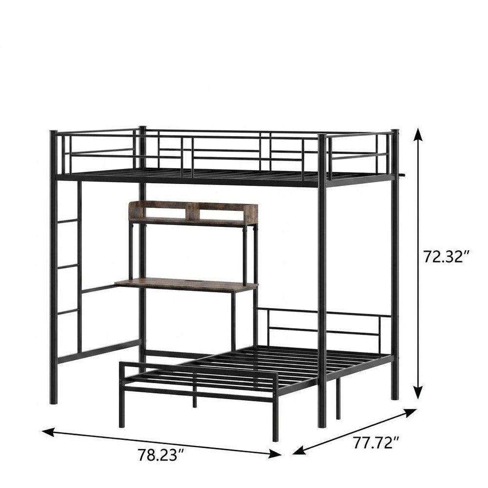 Black Metal Twin Bed Frame With USB With Shelves Storage HomeRoots