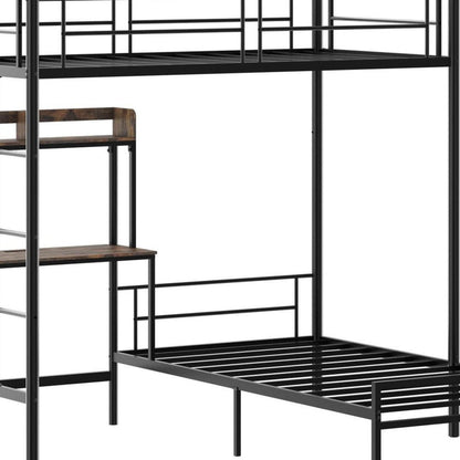 Black Metal Twin Bed Frame With USB With Shelves Storage HomeRoots