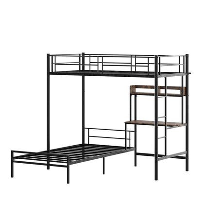 Black Metal Twin Bed Frame With USB With Shelves Storage HomeRoots