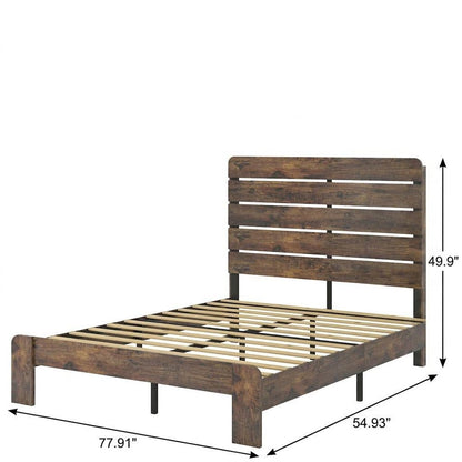 Dark Brown And Black Solid Wood And Metal Full Bed Frame HomeRoots